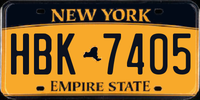 NY license plate HBK7405