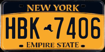 NY license plate HBK7406