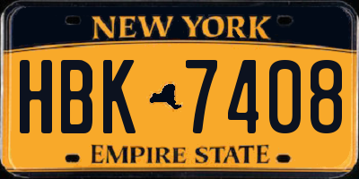NY license plate HBK7408
