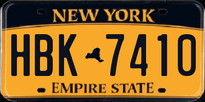 NY license plate HBK7410