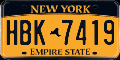 NY license plate HBK7419