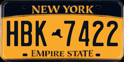 NY license plate HBK7422