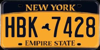 NY license plate HBK7428