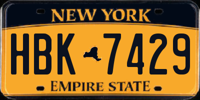 NY license plate HBK7429