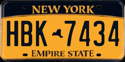 NY license plate HBK7434