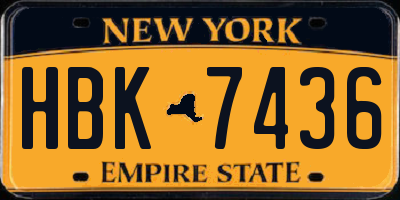 NY license plate HBK7436