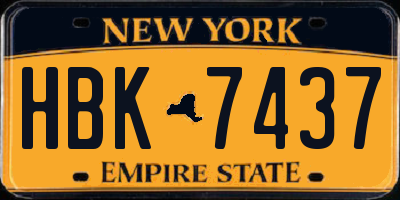NY license plate HBK7437