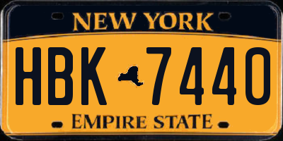 NY license plate HBK7440