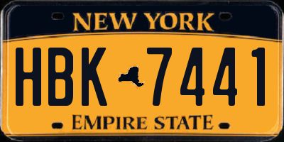 NY license plate HBK7441