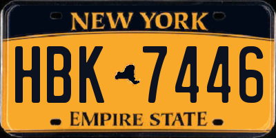 NY license plate HBK7446