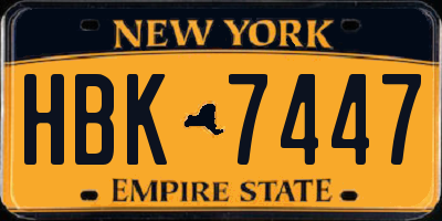 NY license plate HBK7447