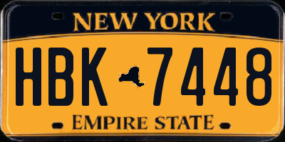 NY license plate HBK7448