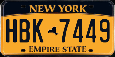NY license plate HBK7449