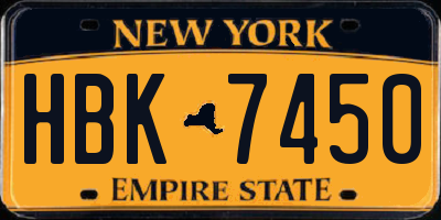 NY license plate HBK7450
