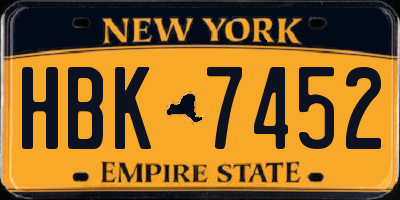 NY license plate HBK7452