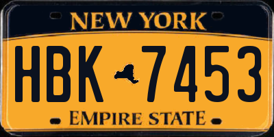 NY license plate HBK7453