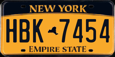 NY license plate HBK7454