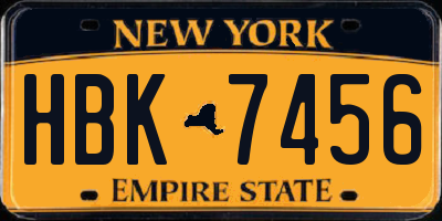 NY license plate HBK7456