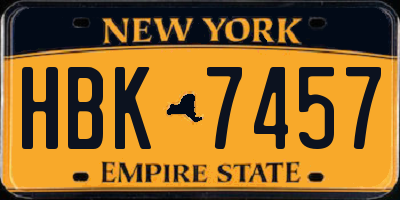 NY license plate HBK7457