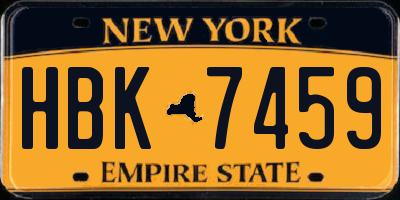 NY license plate HBK7459