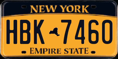 NY license plate HBK7460