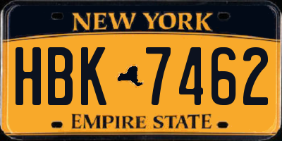 NY license plate HBK7462