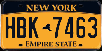 NY license plate HBK7463