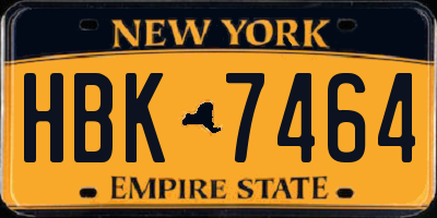NY license plate HBK7464