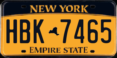 NY license plate HBK7465