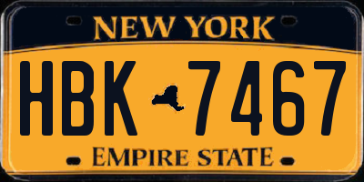 NY license plate HBK7467