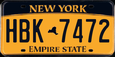 NY license plate HBK7472