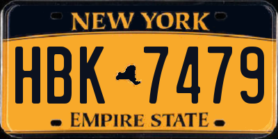 NY license plate HBK7479