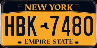 NY license plate HBK7480