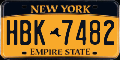 NY license plate HBK7482