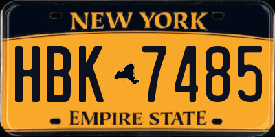 NY license plate HBK7485