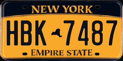 NY license plate HBK7487