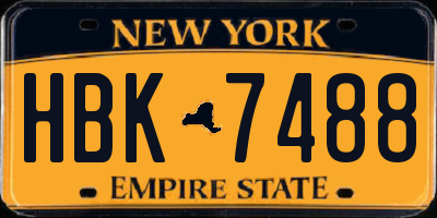 NY license plate HBK7488