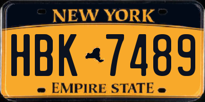 NY license plate HBK7489
