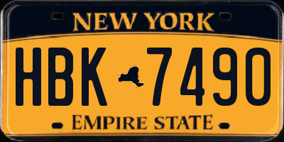 NY license plate HBK7490