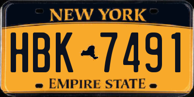 NY license plate HBK7491
