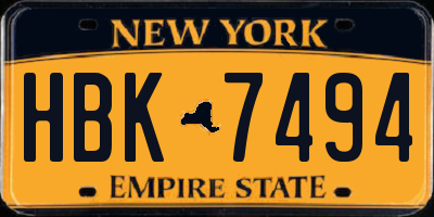 NY license plate HBK7494