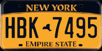 NY license plate HBK7495