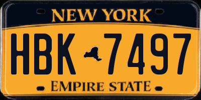 NY license plate HBK7497