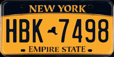 NY license plate HBK7498
