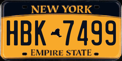 NY license plate HBK7499