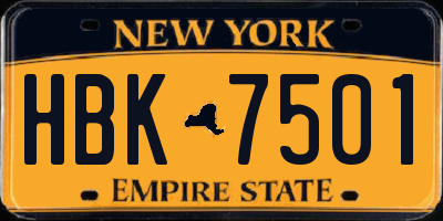 NY license plate HBK7501