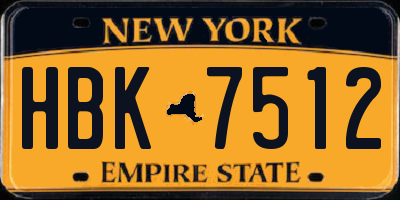 NY license plate HBK7512