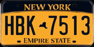 NY license plate HBK7513