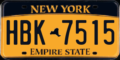 NY license plate HBK7515