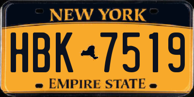 NY license plate HBK7519